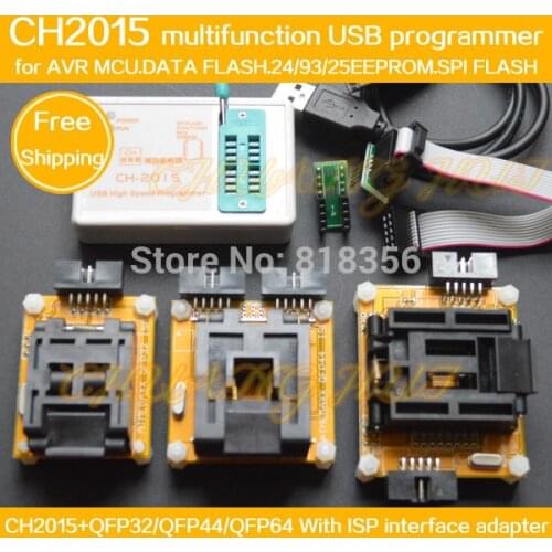 CH2015+AVR ISP Adapter TQFP32/QFP32 TQFP44/QFP44 TQFP64/QFP64 Adapter Programming AVR MCU DATA FLASH SPI FLASH EEPROM Programmer