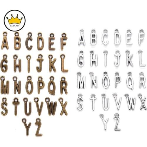DIY Retro English 26 Letters A to Z Pendant Ancient Bronze Alloy Jewelry Bracelet Jewelry Making