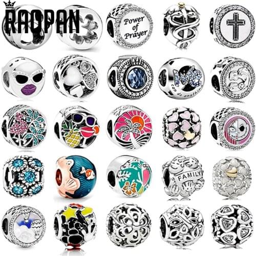 RAOPAN silver 925 charm enamel hollow fritillary inlaid zircon beads suitable for original charm bracelet girls fashion jewelry