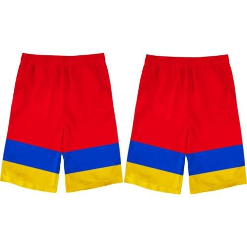 ARMENIA male youth custom name number photo white red black arm country beach shorts armenian nation flag am casual shorts