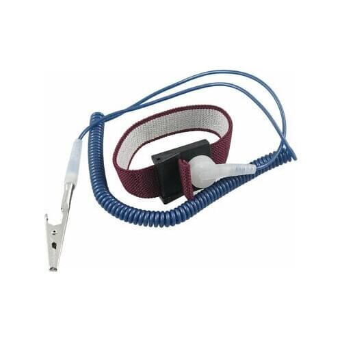 Blue Anti Static ESD Wrist Strap Band Grounding Spring Coiled Cable Burgundy
