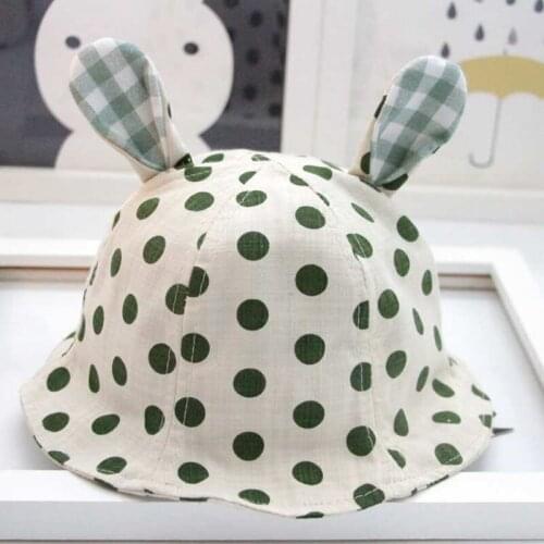 Spring and autumn models baby polka dot basin hat sun hat cotton and linen comfortable and breathable childrens hat