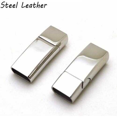 Engrave Logo 10pcs/lot Hole: 11.7*6.2mm Stainless Steel Magnetic Clasp Leather Cord Clasps Magnet Lace Buckle DIY Jewelry Make