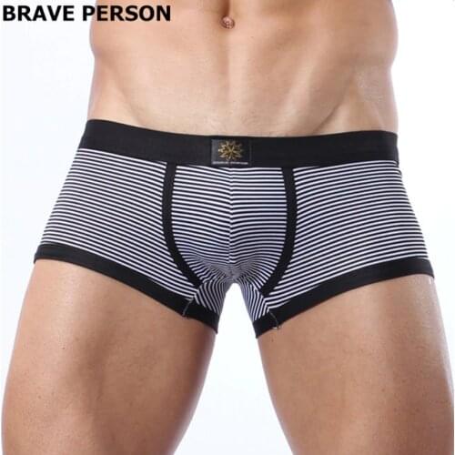 High Quality Mens Lycra Cotton Underwear Brave Person Boxers Men Knit Stripe Boxer Shorts Breathable Brand Underwear Men Boxer