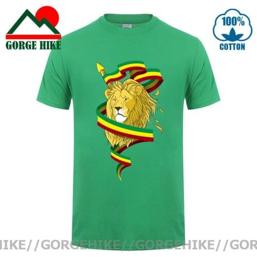 Funny Tees Men T Shirts Reggae Lion Zion Costume Adult Rasta Lion Top Novelty Camisetas Natural Cotton Short Sleeve tshirt homme