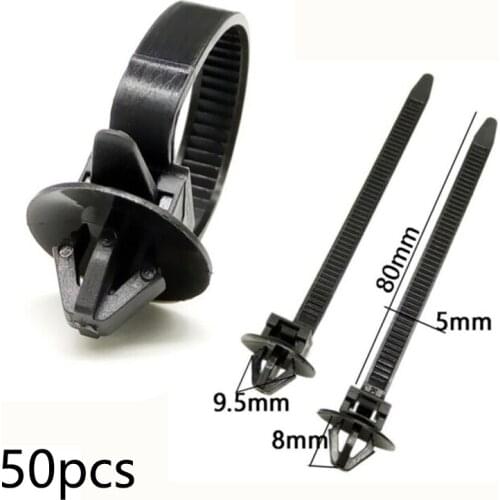 50pcs Nylon Cable Tie Wrap Fixed Fastener Clips Car Hose Fastening Zip Strap Kit Car Rivets Door Panel Retainer Universal