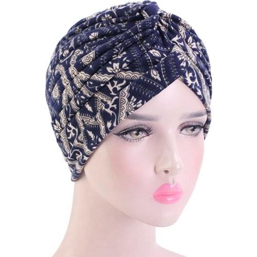 New Women Cotton Print Knot Cancer Ruffle Chemo Hat Beanie scarf Turban Head Wrap Cap Headwear Hair Loss Accessories