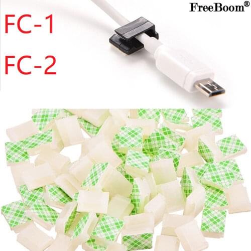 10pcs FC-1 FC-2 Cable Clamp Car Cord Clip Self Adhesive Mount Wire Tie Fix Holder Line Organizer Management Fastener White Black