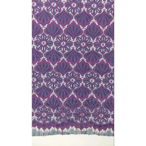 145cm wide high class dyed yarn Pentalobe motif jacquard lace fabric, non-elastic, XERY-WD1219D