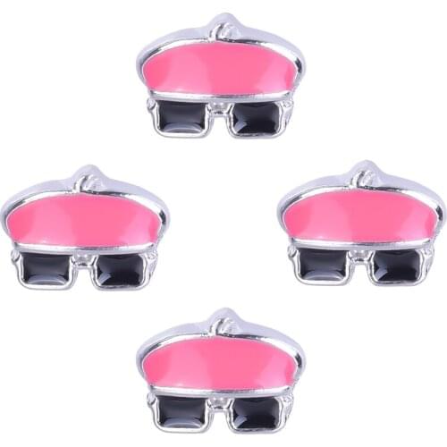 20Pcs/lot F272 Funny Enamel Hat and Glasses Floating Charms Finding Handcraft Locket Gift Jewelry