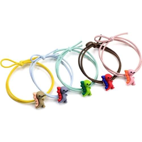 5 PCS/SET Elastic Hair Band Girl Tie Up Hair Candy Color Small Dinosaur Children Birthday Party Dress Up Hair Accessories