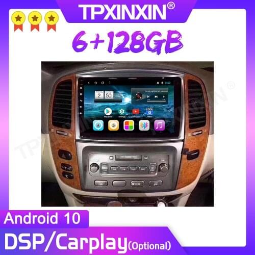 Wireless Carplay Android10 6+128G For TOYOTA LAND CRUISER 2003-2007 Car Multimedia Player GPS Navigation Tape Recorder DSP IPS