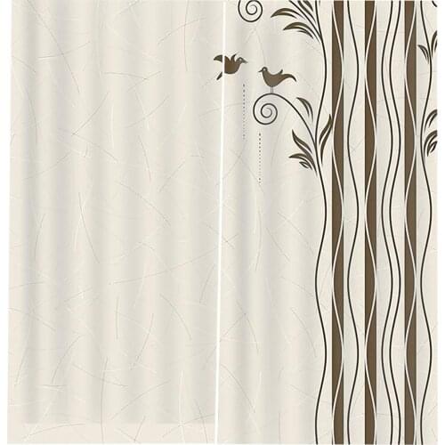 Beige Polyester Curtains Tulle Striped Curtain Living Room Bedroom Window Curtain Home Decoration