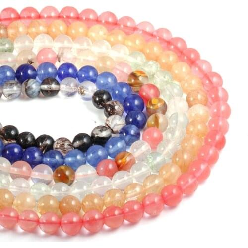 Natural Stone Fluorite Beading Round Crystal Loose BeadsIsolation beads For jewelry making DIY bracelet necklace accessories