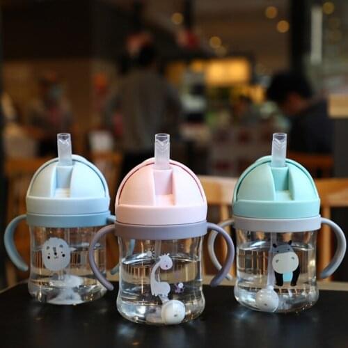 250ml Baby Feeding Cup with Straw Child Learn Feeding Drinking Bottle Sippy Cup 69HE