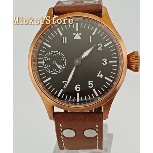 Fashion classic man mechanical watch Corgeut 43mm bronze plated case sapphire glass 6497 hand winding mens watch 2633