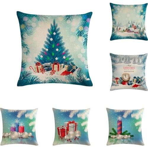 Merry Christmas Decoration Printed Decorative Throw Pillow Cushion Cover Happy Christmas Day For Sofa Home Capa Almofadas ZY855