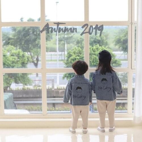 Kids Jacket Fashion Korean Casual Printed Denim Jacket for Girls Boys Clothing 2-7 Years Toddler Baby Outwear Children Coats New