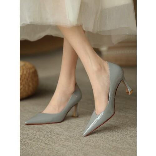 EshtonSh Thin High Heels Pumps Women Pointed Toe Footwear Patent Leather Wedding Shoes Female Summer Party Shoes Woman Spring