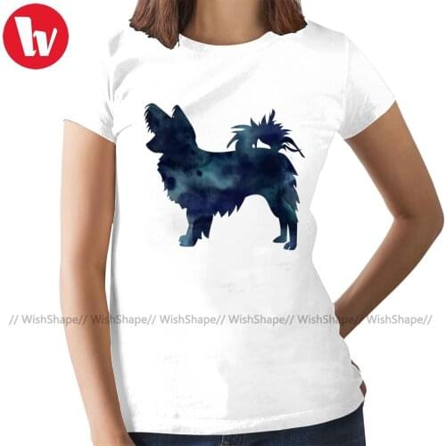 Papillon Dog T-Shirt Papillon Dog Black Watercolor T Shirt O Neck Funny Women tshirt Printed Ladies Tee Shirt