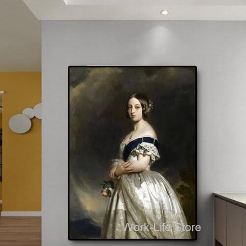 Big size Young Queen Victoria Portrait Oil Painting on Canvas Posters and Prints Wall Art Picture for Living Room Home Decor