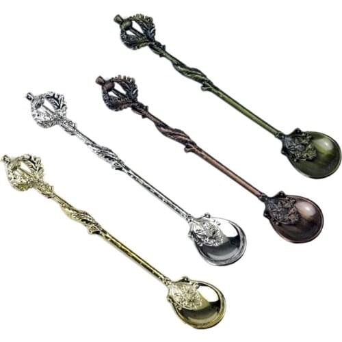 Retro Coffee Spoon British Coffee Stirring Spoon Ice Cream Dessert Spoons Zinc Alloy Teaspoons Kitchen Tableware Supplies