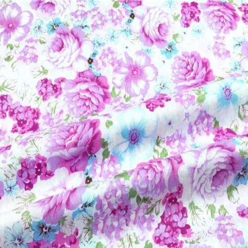 Pretty 50x160cm Watercolor painting Blooming Colorful Flowers 100% Cotton Fabric For DIY Sewing Quilting Bedding