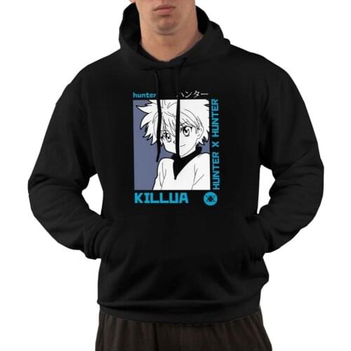 Handsome Male Hunter X Hunter Hoodies Pullovers With Pocket Cotton Regular Fit Autumn Killua Zoldyck Graphic Sweatshirt