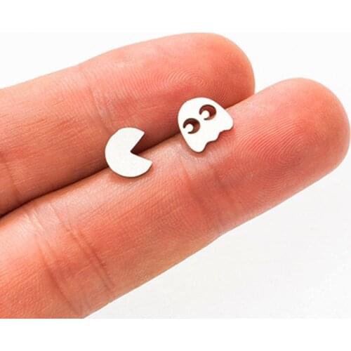 2020 Fashion creative pacman stud earrings golden Silver Color geometric earring jewelry brincos boucle d'oreille pendientes