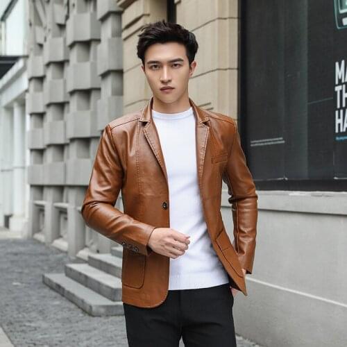 2020 new Mens jackets leather bomber jacket leather for mens popular Korean slim thin trendy clothes mens coats