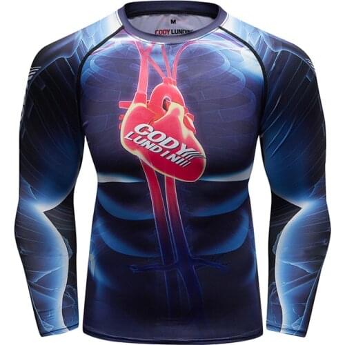 Custom MMA Rashguard Long Sleeve Sublimation Printing Men Shirts