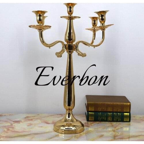 Wholesale Silver/Gold Metal Candle Holder 5-arms Candle Stand Wedding Candlestick Candelabra Drop Shipping