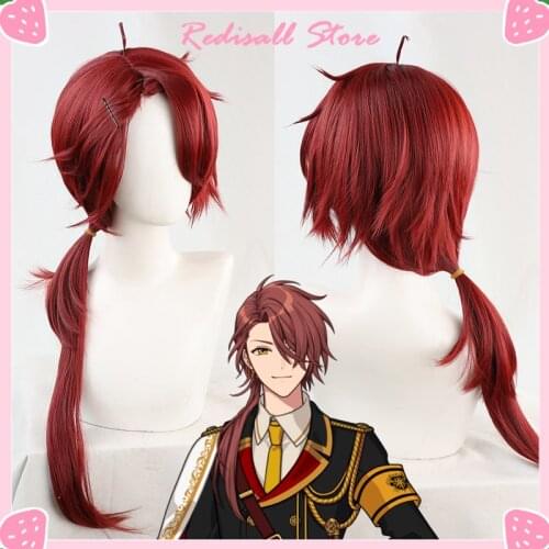 Promise of Wizard Cain Wig Cosplay Red Long Ponytail Hair Heat Resistant Synthetic Halloween Free Wig Cap for Adult Unisex