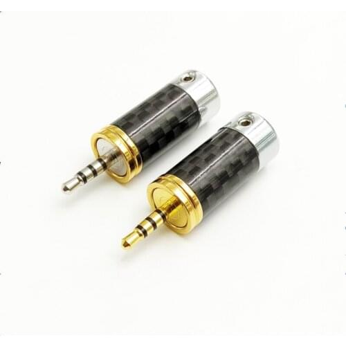 Carbon fiber flat mouth no step 2.5mm pure copper gold-plated/rhodium-plated four-level AK380 320 balanced plug 2pcs