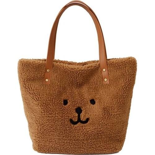 Plush Shoulder Bags For Women Simple Fashion Warm Fabric Large Capacity Shopping Bag Soft PU Top-handle Tote Lady Cute Handbags