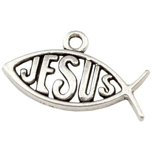 Alloy Fish shape "jesus" 13x23mm Charms Pendants for Making Bracelet and Necklace (fish shape 150pcs) A-213