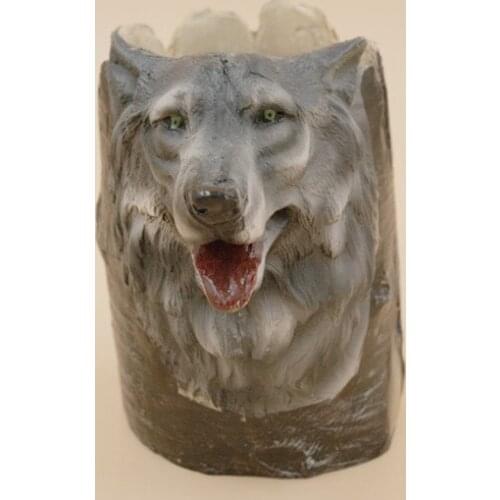 Handmade craft Environmental Protection Resin Wolf Pen Container,pen Holder