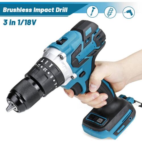 13mm 350N.m Electric Screwdriver 3-in-1 Brushless Percussion Drill Speed Electric Hammer electric drill for 18V Makita battery