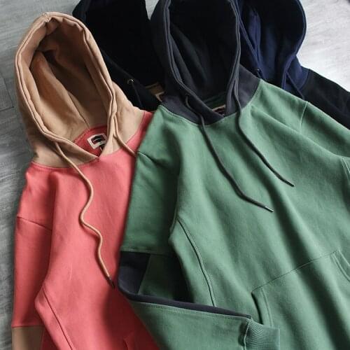 Autumn and Winter Fashion Pure Cotton Terry Heavy Weight Thick Plus Velvet Hoodies for Mens Loose Hooded Pullover Sportswear