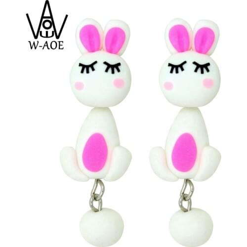 TTPAIAI 30 Brand Handmade Polymer Clay Lovely Rabbit Stud Earrings Fashion Cute Animal Earrings For Women Girl Kids Best Gift