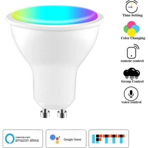 Tuya GU10 WiFi Smart Bulb, 4W RGB+CW LED Lamp Cup With Dimmable Timer Function Magical Bulb Works For Alexa Google Home
