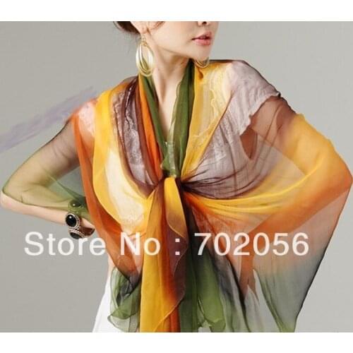 All matched womens shaded silk polyster Sarongs Hijabs Bandanas Scarf wrap shawl poncho 180*100cm mixed color 9pcs/lot #3351