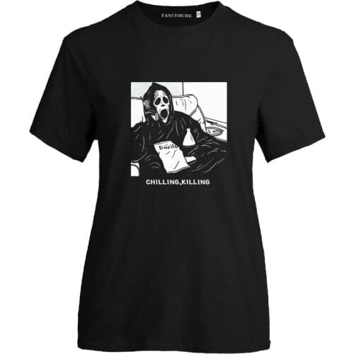 Halloween T Shirt Women Skull Punk Rock Graphic Tee Shirt Female Cool Tshirt Top Fashion Camisetas Mujer In Stock Dropshipping