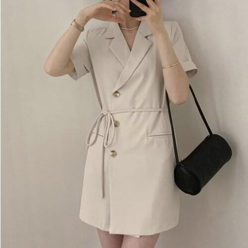 Alien Kitty 2021 New Summer Brief Sweet Chic Party Slim Dresses Office Lady French Elegant Stylish Solid Knee-Length Belt