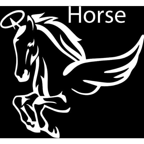 12.4*10.5CM Horse Is Angel Guardian Sticker Silhoutte Decal Black/Silver Nice Design Covering The Body C20-1482