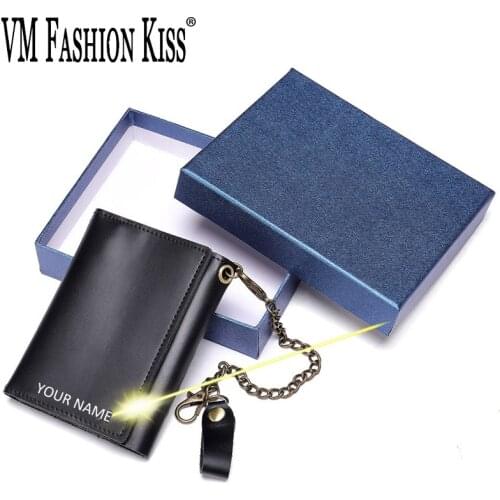 2020 Solid Genuine Leather rfid men wallet Slim Short Male Purse Coin Pouch Multi-functional Cards Wallet Designer Chain Bag