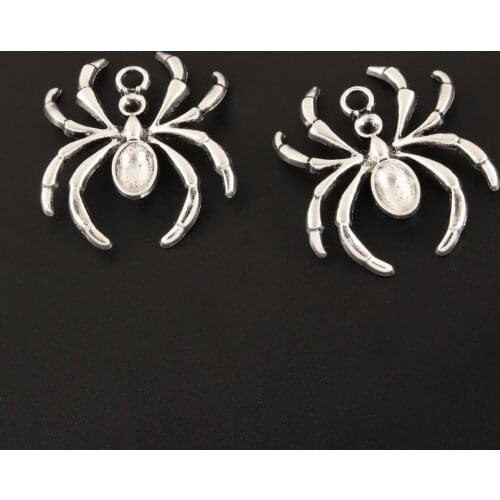 5pcs Silver Color Spider Charms Pendants Creepy Halloween Scary Charms For DIY Handmade Jewelry A330