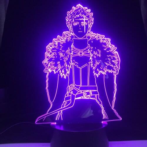 Anime Black Clover Zenon 3D Led Night Light for Bedroom Decorative Nightlight Birthday Gift Room 3D Table Light Manga