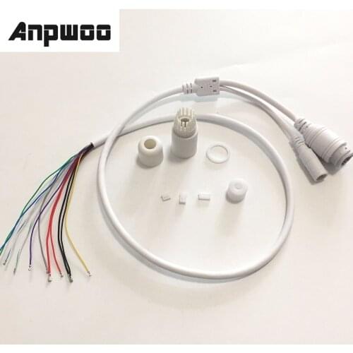ANPWOO CCTV IP POE Network WiFi HD Camera PCB Module video power Weatherproof POE Cable RJ45 female & DC male White