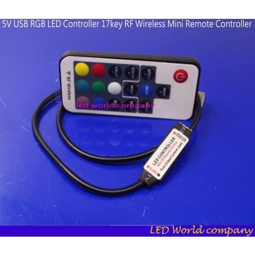 17key RF Wireless Mini Remote Controller DC5V-24v USB RGB LED Controller for RGB 3528 5050 smd Led Strip tape lighting 5v